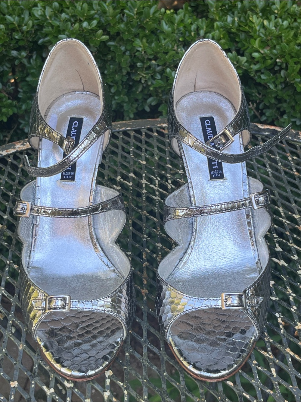 Claudia Ciuti Silver Metallic Strappy Heels